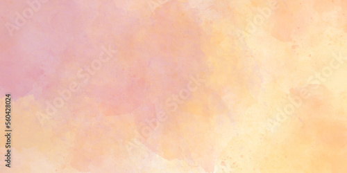 Abstract watercolor background with space pink  and orange watercolor background. Beautiful abstract color pink texture background on white surface granite, orange and pink cloud sky on art graphics.