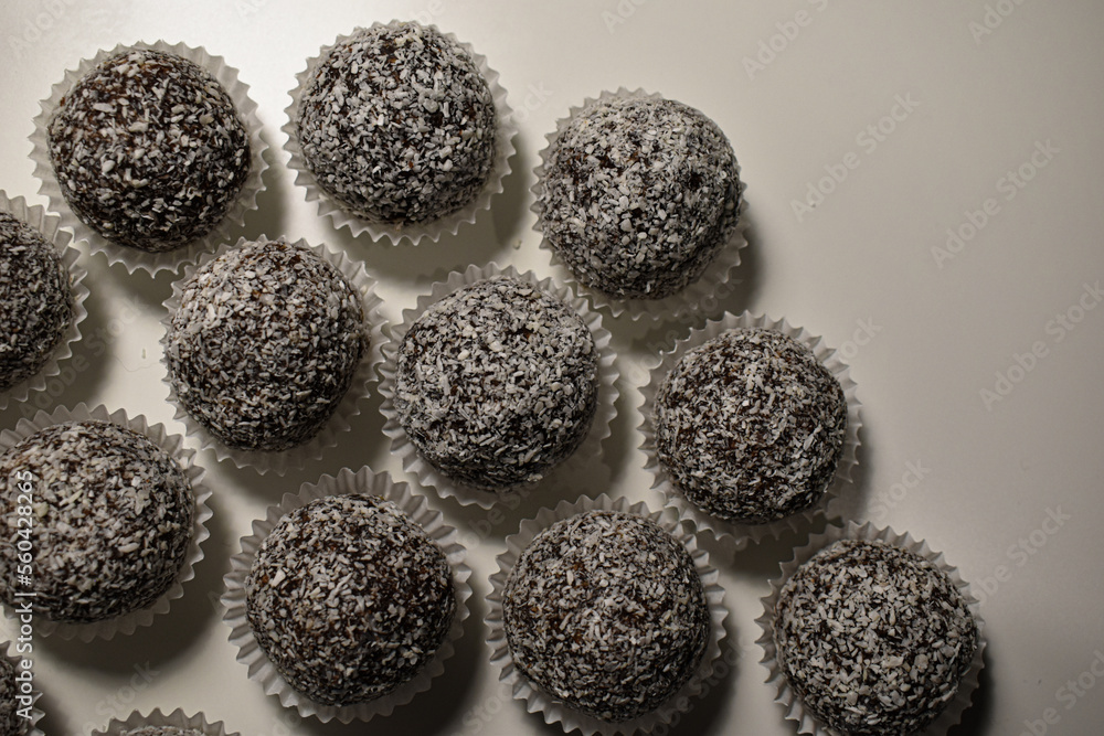coconut balls on the table coconut balls on the table