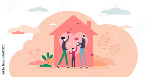 Home love illustration, transparent background. Covid-19 coronavirus stay home strategy flat tiny persons concept. Family relationship care in crisis.