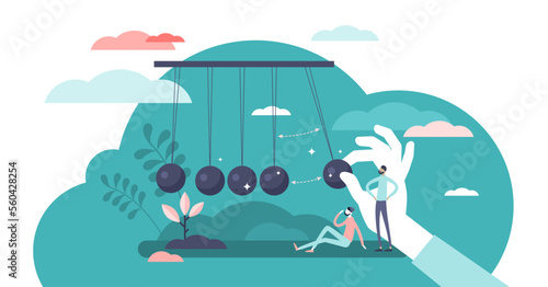 Momentum energy concept, flat tiny person illustration, transparent background. Impulse for action and moving forward with goals metaphor. Symbolic motivation push impact and inner drive for success.