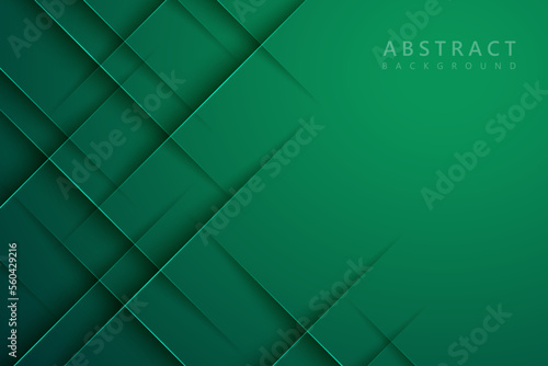 modern dark green gradient paper cut abstract background