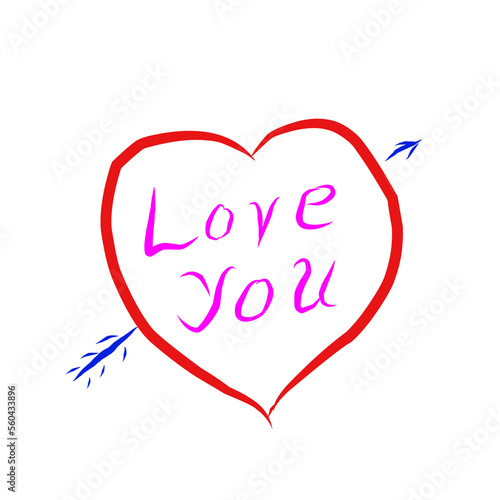 Love you with heart symbol