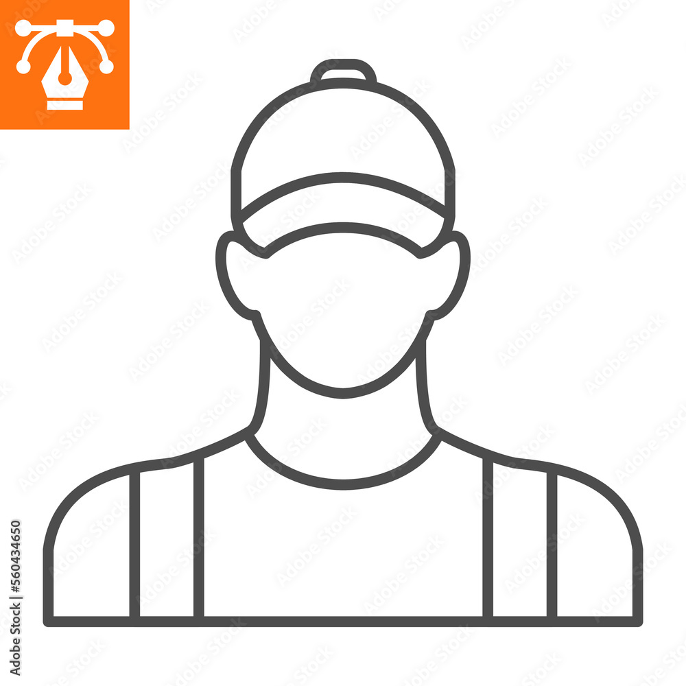Mechanic line icon, outline style icon for web site or mobile app, car service and worker, repairman vector icon, simple vector illustration, vector graphics with editable strokes.