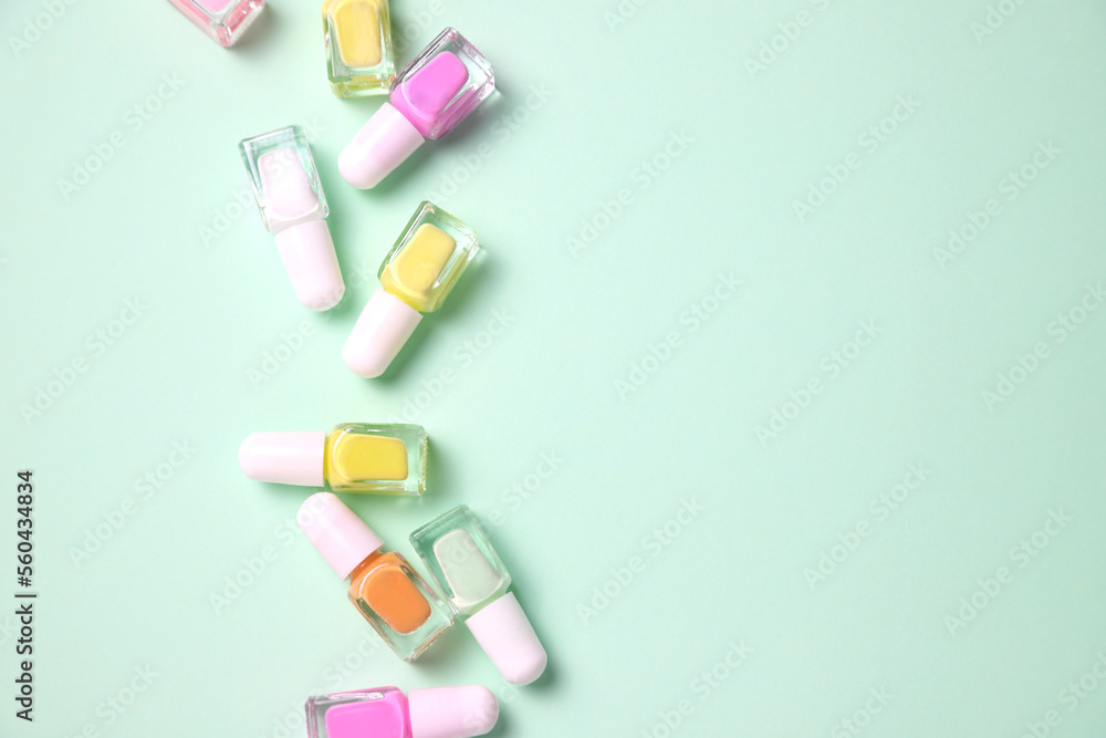 Nail polish variety, enamel bottles Nail polish variety, enamel bottles