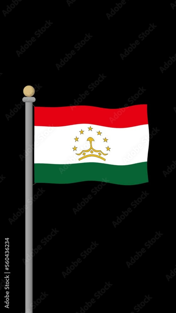 [縦動画] タジキスタンの国旗 背景はアルファチャンネル(透明)です。 Stock Video Adobe Stock