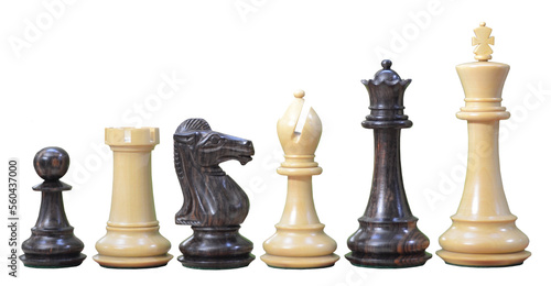 Fototapete chess pieces isolated on white