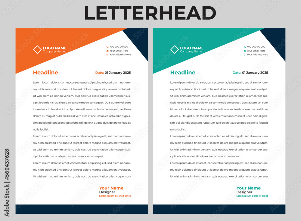 Vector modern corporate letterhead template design
