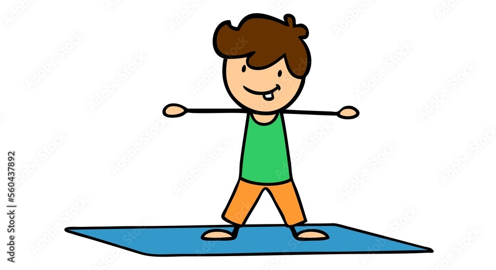 Boy in star pose at kids yoga