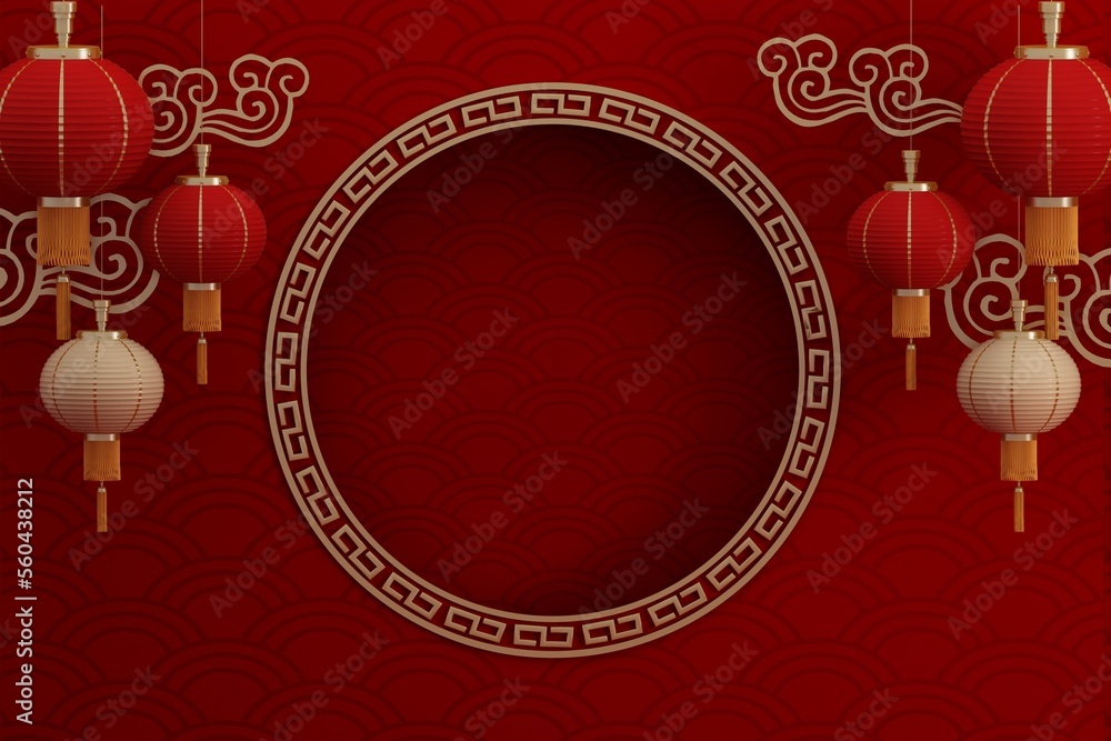 3d podium for happy chinese new year 2022 on red color 3d podium for happy chinese new year 2022 on red color