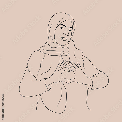 World hijab day. Arabic muslim woman in hijab and abaya. Stylish islamic model in hijab.