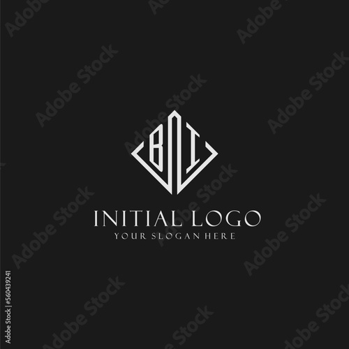 Letter BI logo with rhombus square design style