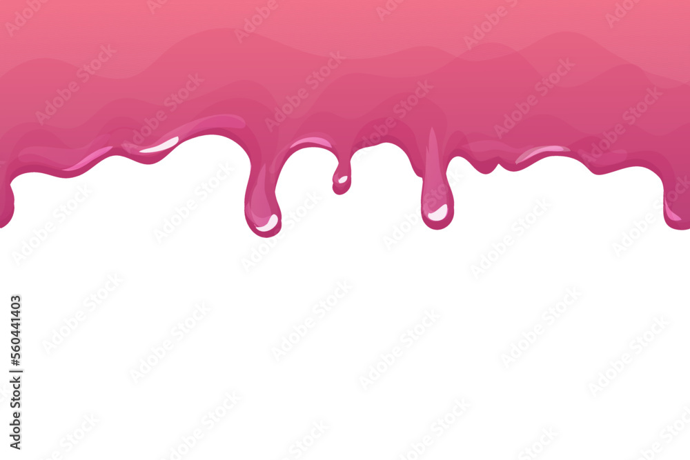 Slime purple and pink, jelly glaze with drips in cartoon style seamless isolated on white background.
