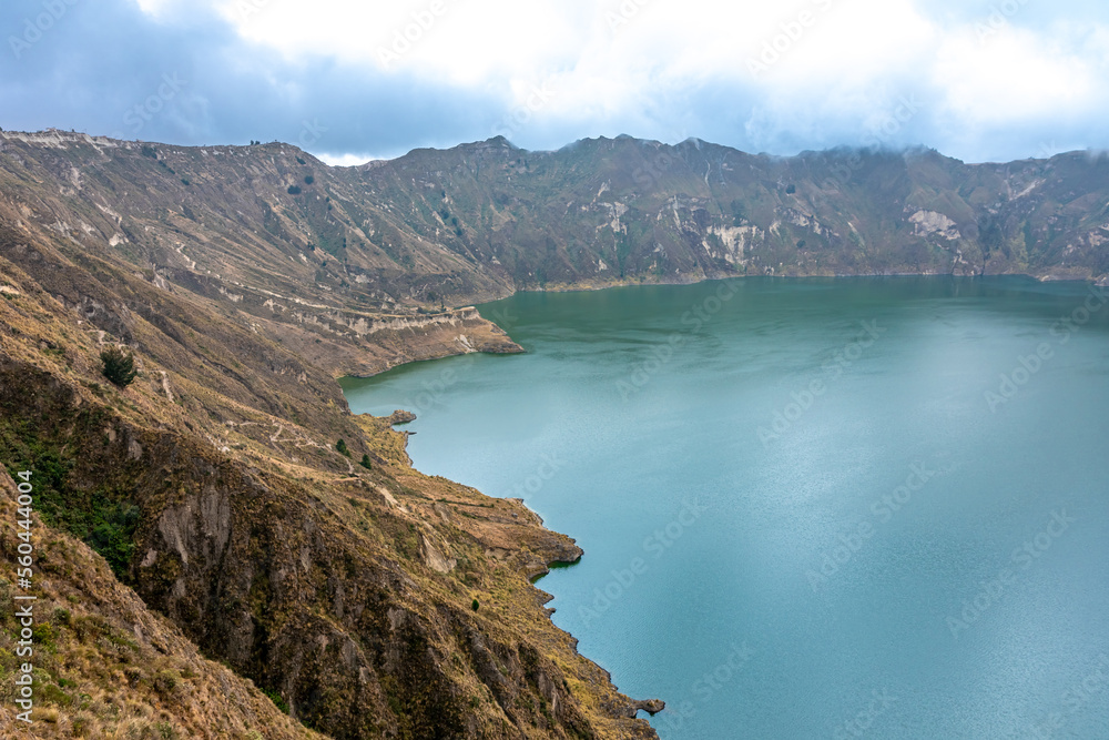 Quilotoa volcanic lake in Ecuador in South America