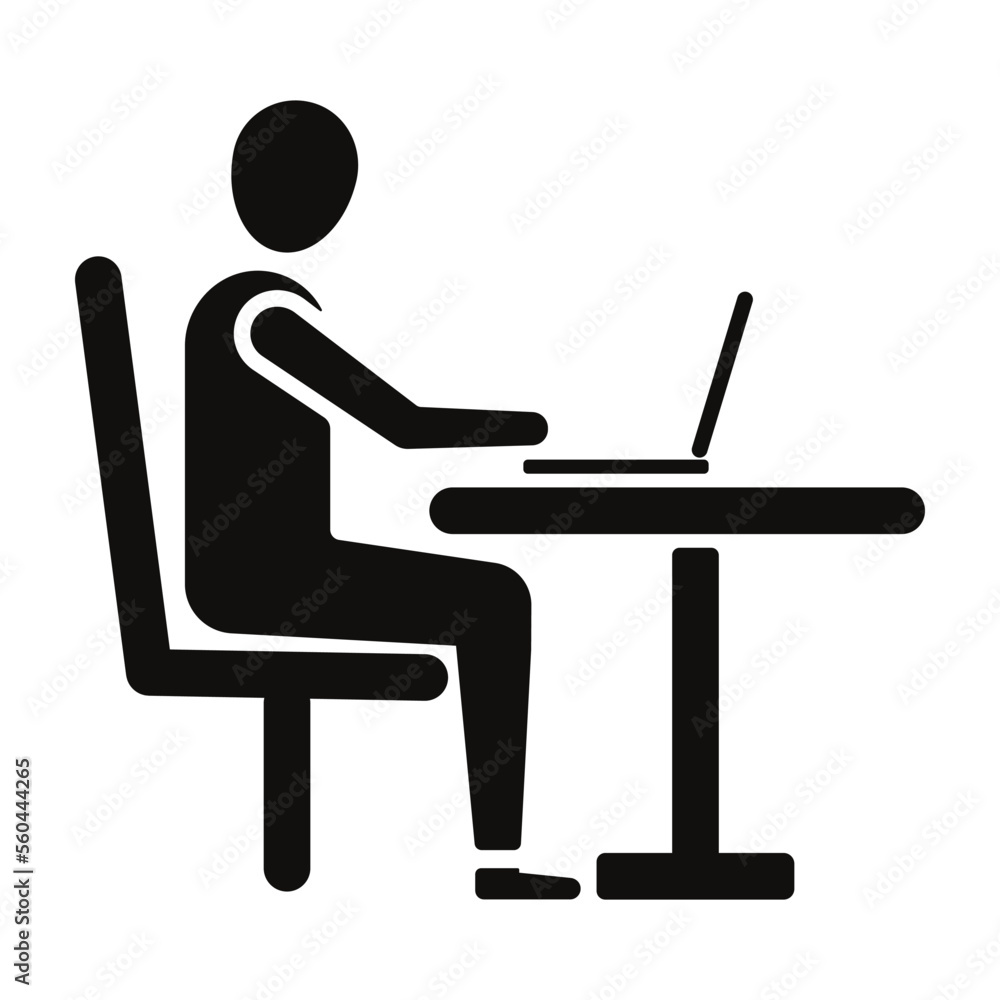 Office remote workplace Vector Line Icon Office remote workplace Vector Line Icon
