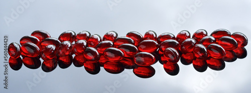 Panoramic header or banner with krill oil capsules
