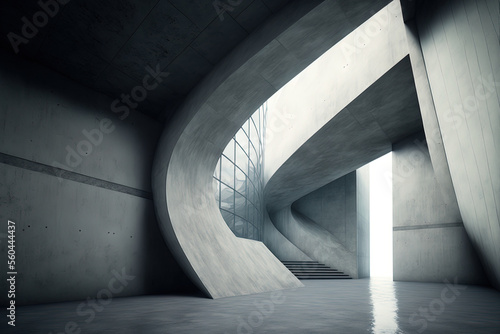 concrete floor and abstract futuristic architecture. Generative AI