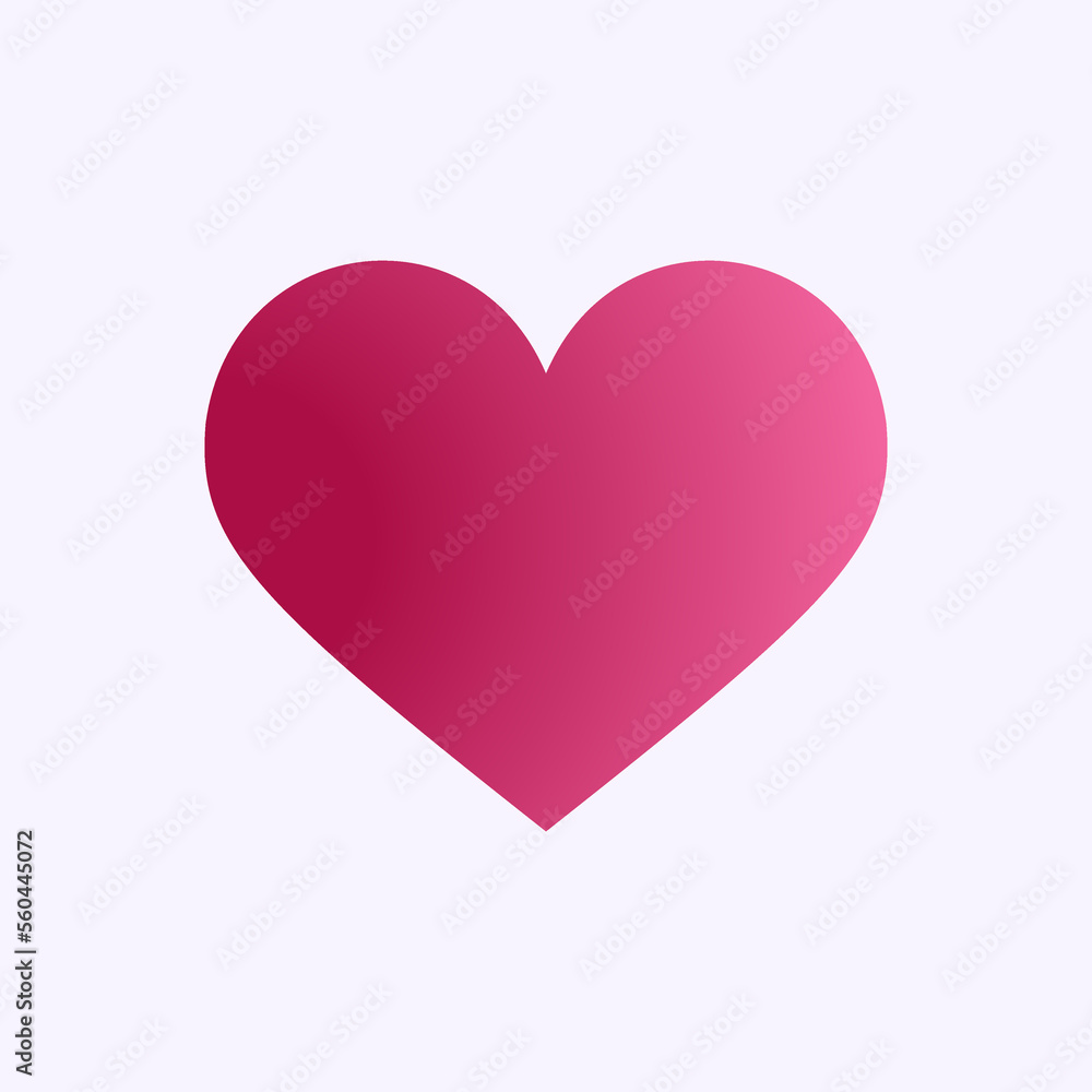 Symbol of Heart. Simple vector Icon. The classic symbol is universally used. Side lighting. The gradient of pink color.