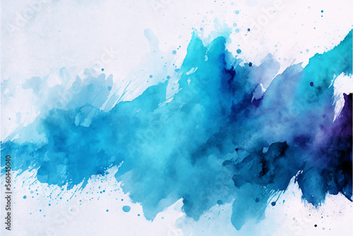 Abstract blue background, watercolor paint texture