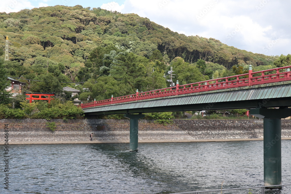 Obraz premium A bridge over Uji river in Kyoto, Japan