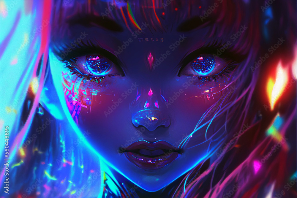 Obraz premium Pretty anime girl drawn by marker