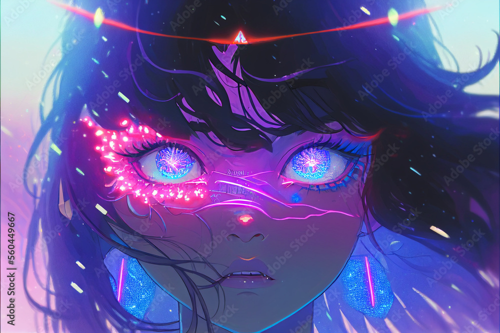 Obraz premium Pretty anime girl drawn by marker