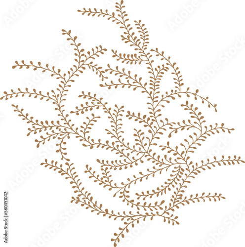 Vector simple hand drawing bush with branches and foliage. For decoration.