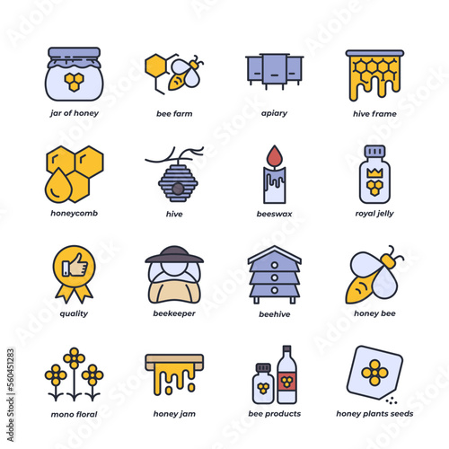 Honey set icon, isolated Honey set sign icon, icon color editable. vector illustration