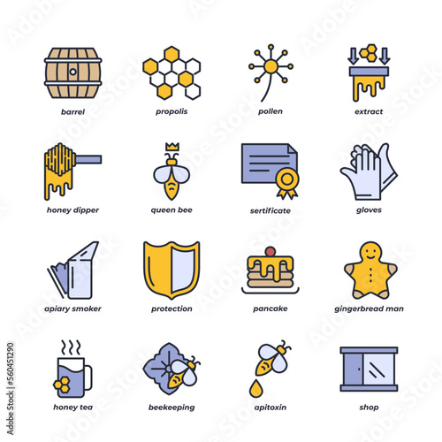 Honey set icon, isolated Honey set sign icon, icon color editable. vector illustration
