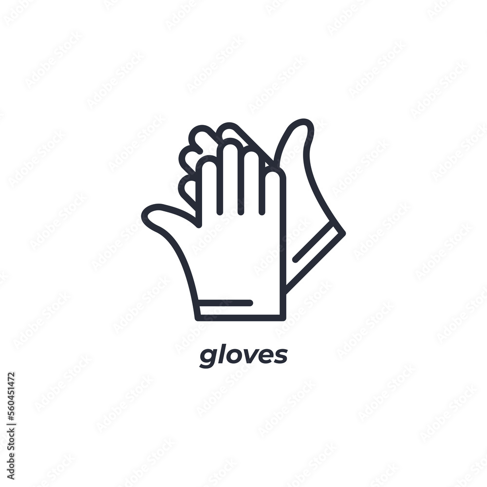 Vector sign gloves symbol is isolated on a white background. icon color editable. Vector sign gloves symbol is isolated on a white background. icon color editable.