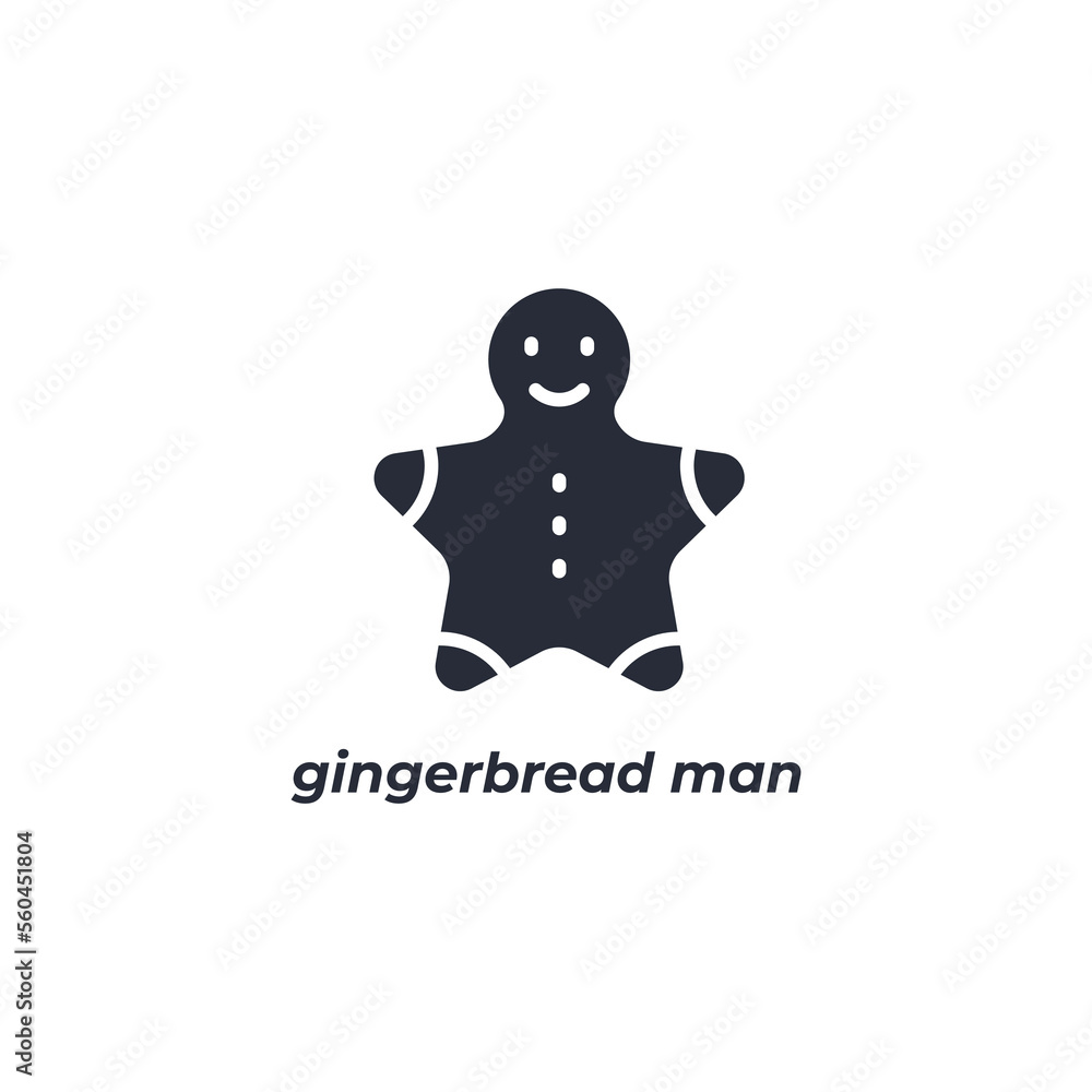 Vector sign gingerbread man symbol is isolated on a white background. icon color editable. Vector sign gingerbread man symbol is isolated on a white background. icon color editable.