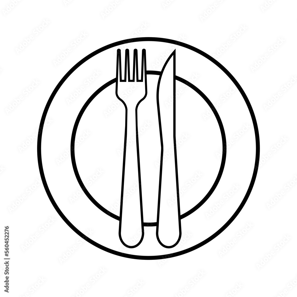 The isolated fork spoon and dish vector. The drawing of fork spoon and dish. Food equipment. Restaurant equipment. eps 10 The isolated fork spoon and dish vector. The drawing of fork spoon and dish. Food equipment. Restaurant equipment. eps 10