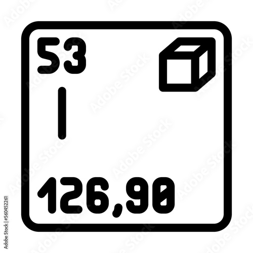 iodine chemical element line icon vector. iodine chemical element sign. isolated contour symbol black illustration