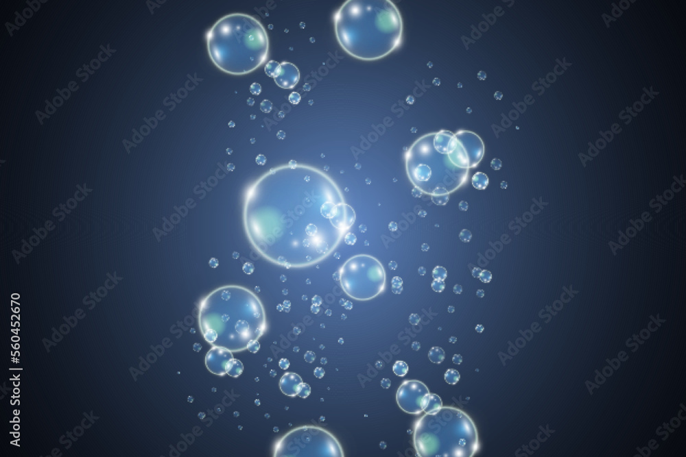 	
White beautiful bubbles on a transparent background vector illustration. Bubble.
