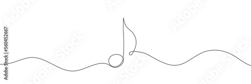  continuous drawn one line musical note. Vector illustration