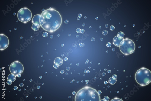  White beautiful bubbles on a transparent background vector illustration. Bubble. 