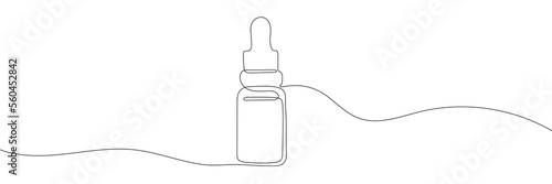 Serum continuous drawing in one line. cosmetic bottle. Vector illustration