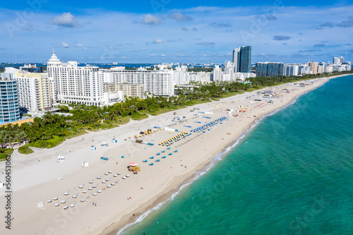 Aerial view of Miami Beach Florida sea vacation in the United States