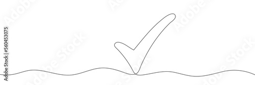 Continuous line drawing check mark icon. Single line confirmation icon. Vector illustration