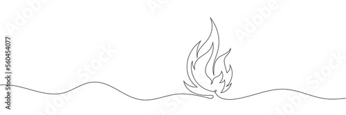 Continuous line of fire. one line. Vector illustration