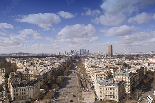 View over the Avenue de la Grande Armee and the La Defense Business district, Paris, France photo