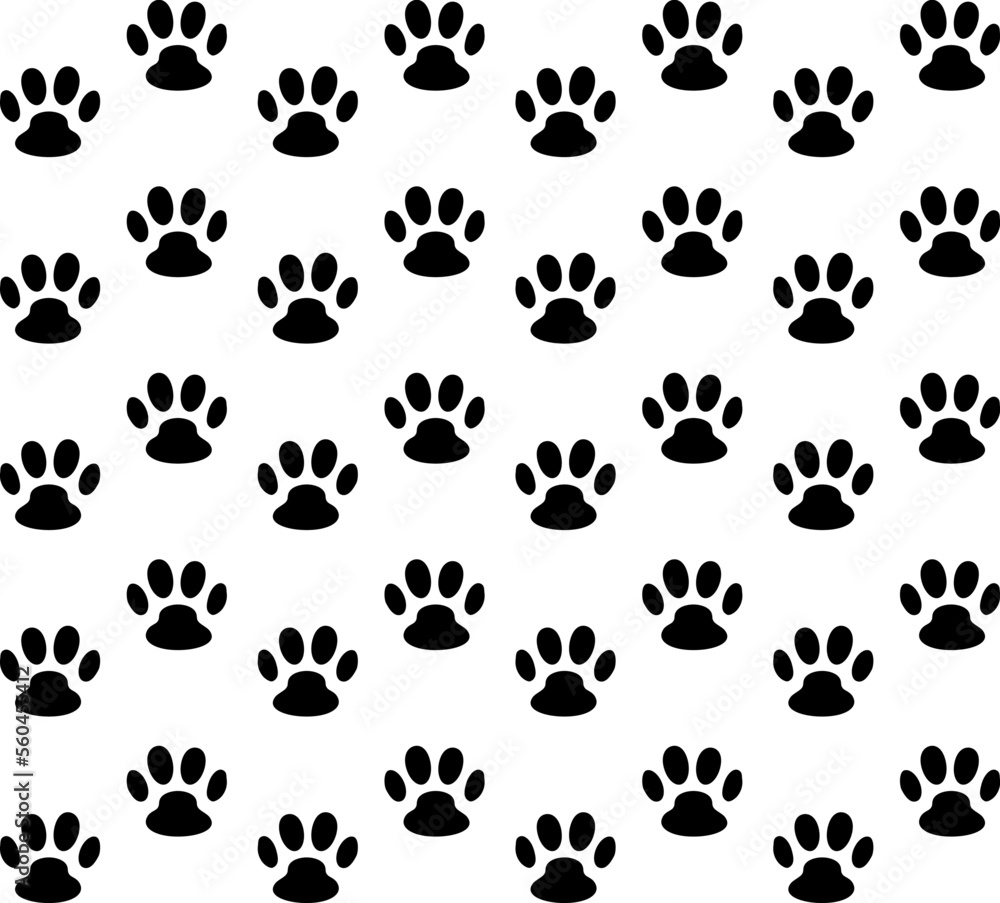 Cute animal. Foot dog or cat seamless pattern. Footprint graphic. Repeated pattern trail cat or dog. Shape paw isolated on white background. Vector Cute animal. Foot dog or cat seamless pattern. Footprint graphic. Repeated pattern trail cat or dog. Shape paw isolated on white background. Vector
