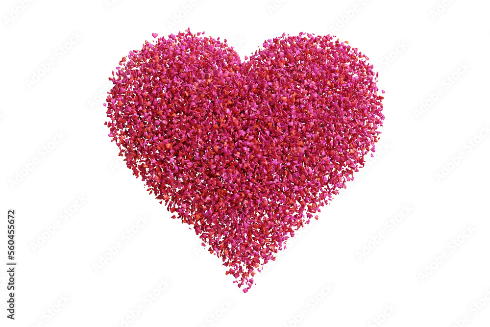 Valentine's Day. Red heart with elements on a transparent background. 3D rendering