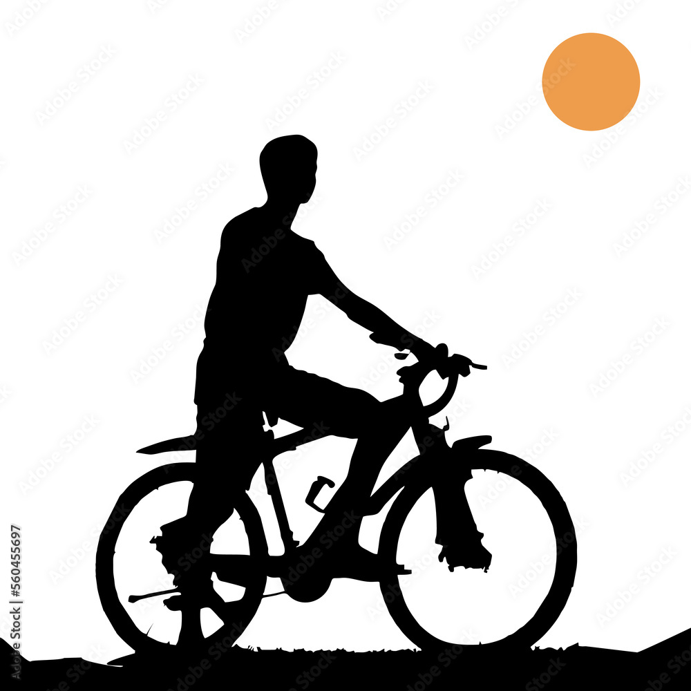 Obraz premium people cycling silhouette vector illustration