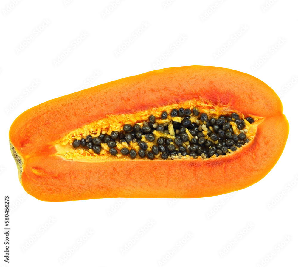 half papaya on transparent.fruit high vitamin. half papaya on transparent.fruit high vitamin.