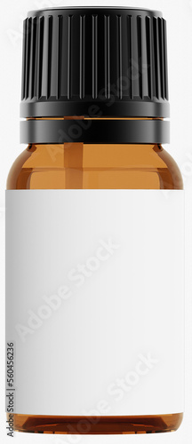 Amber glass bottle with the blank label (10ml size) - Transparent Background