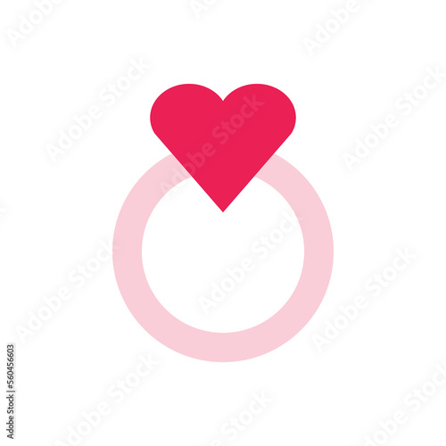 isolate valentine's day pink wedding rings flat icon
