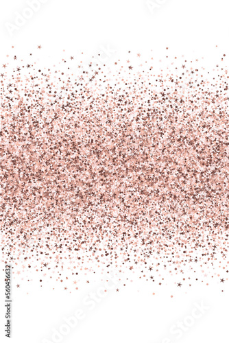 Decorative pink confetti grain scatter texture. Triangle square circle star elements noise. Holiday decor.