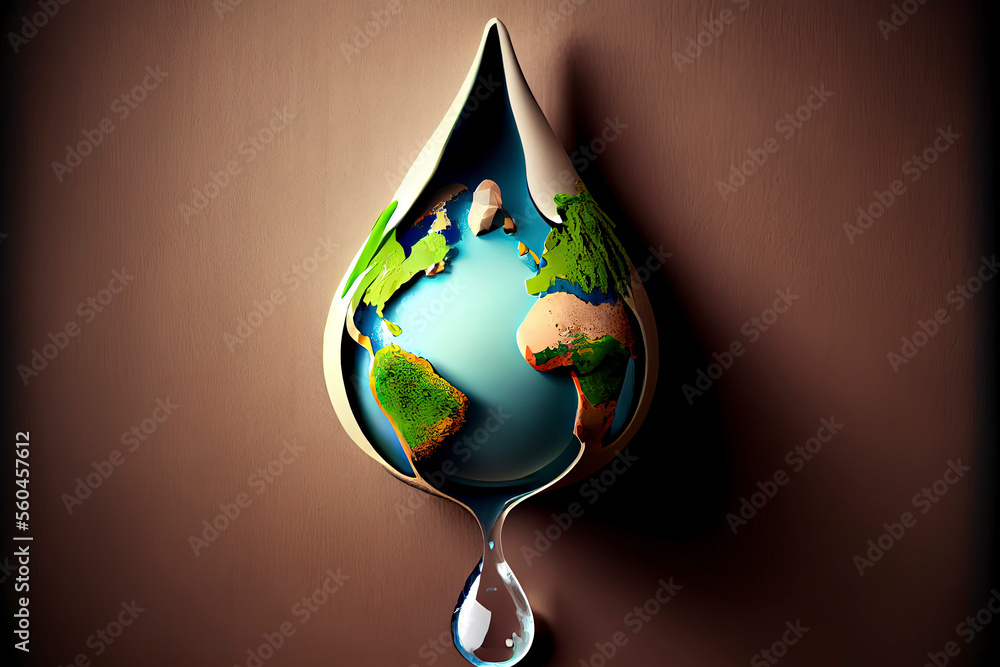 Fototapeta premium World Water Day, the earth in a water drop shape