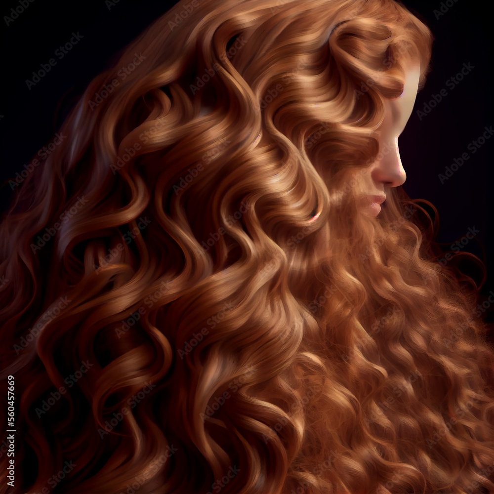 Beautiful Long Curly Hair background. Illustration Generative AI Beautiful Long Curly Hair background. Illustration Generative AI
