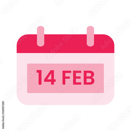 isolate valentine's day pink callender flat icon